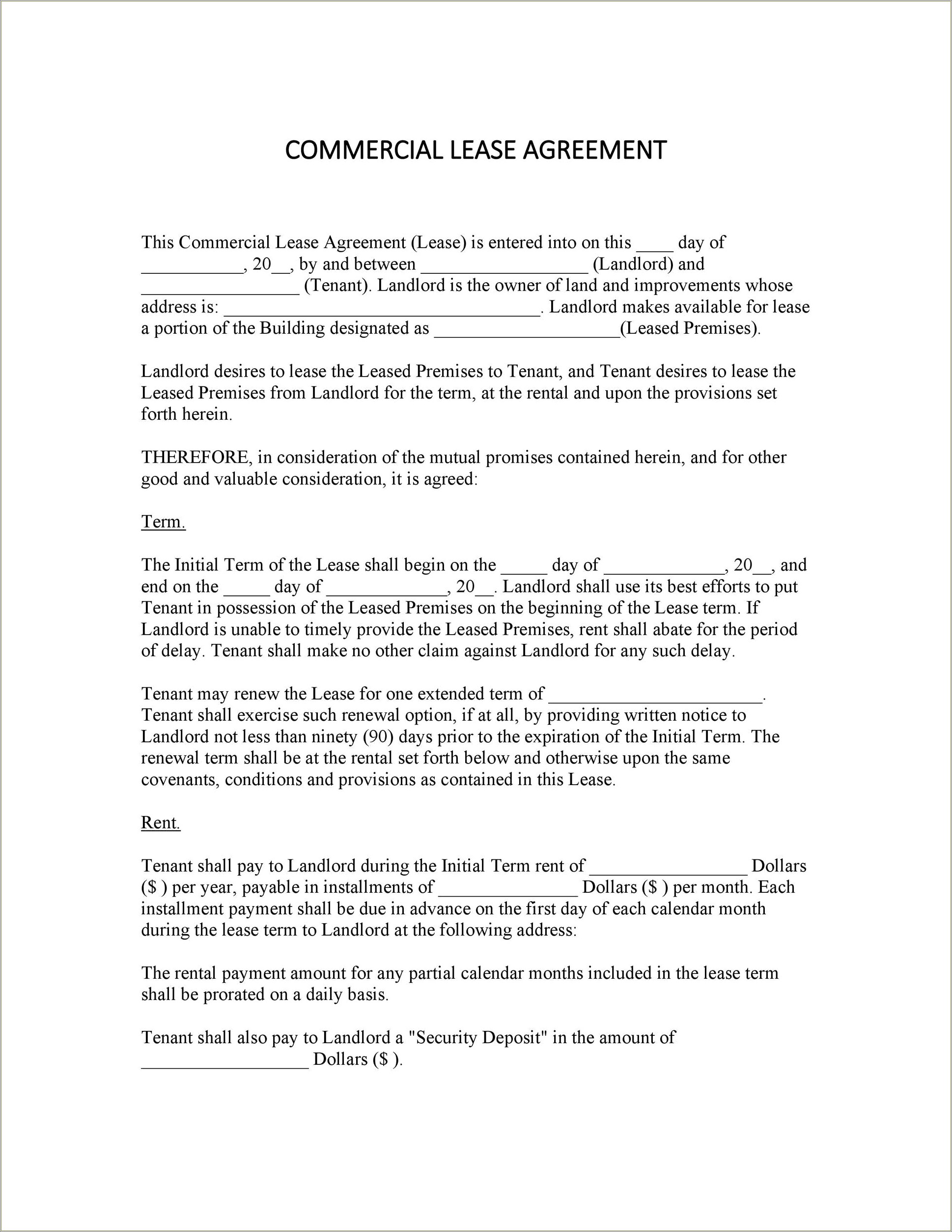 Free Commercial Lease Agreement Template Scotland