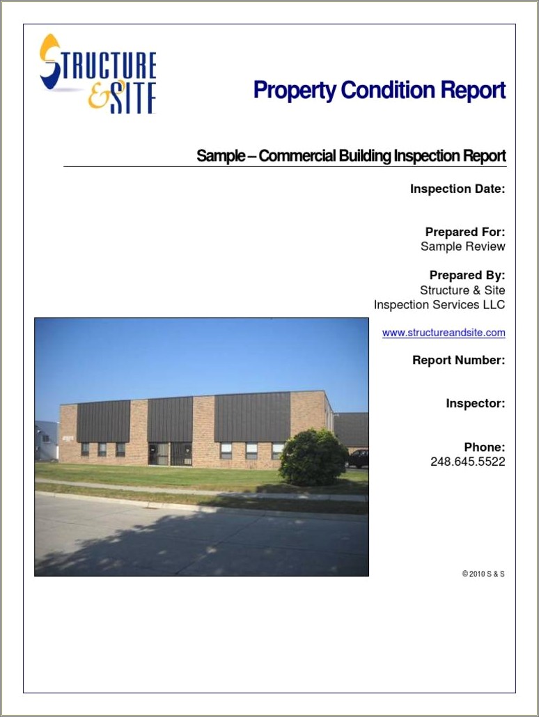 Free Commercial Property Condition Report Template