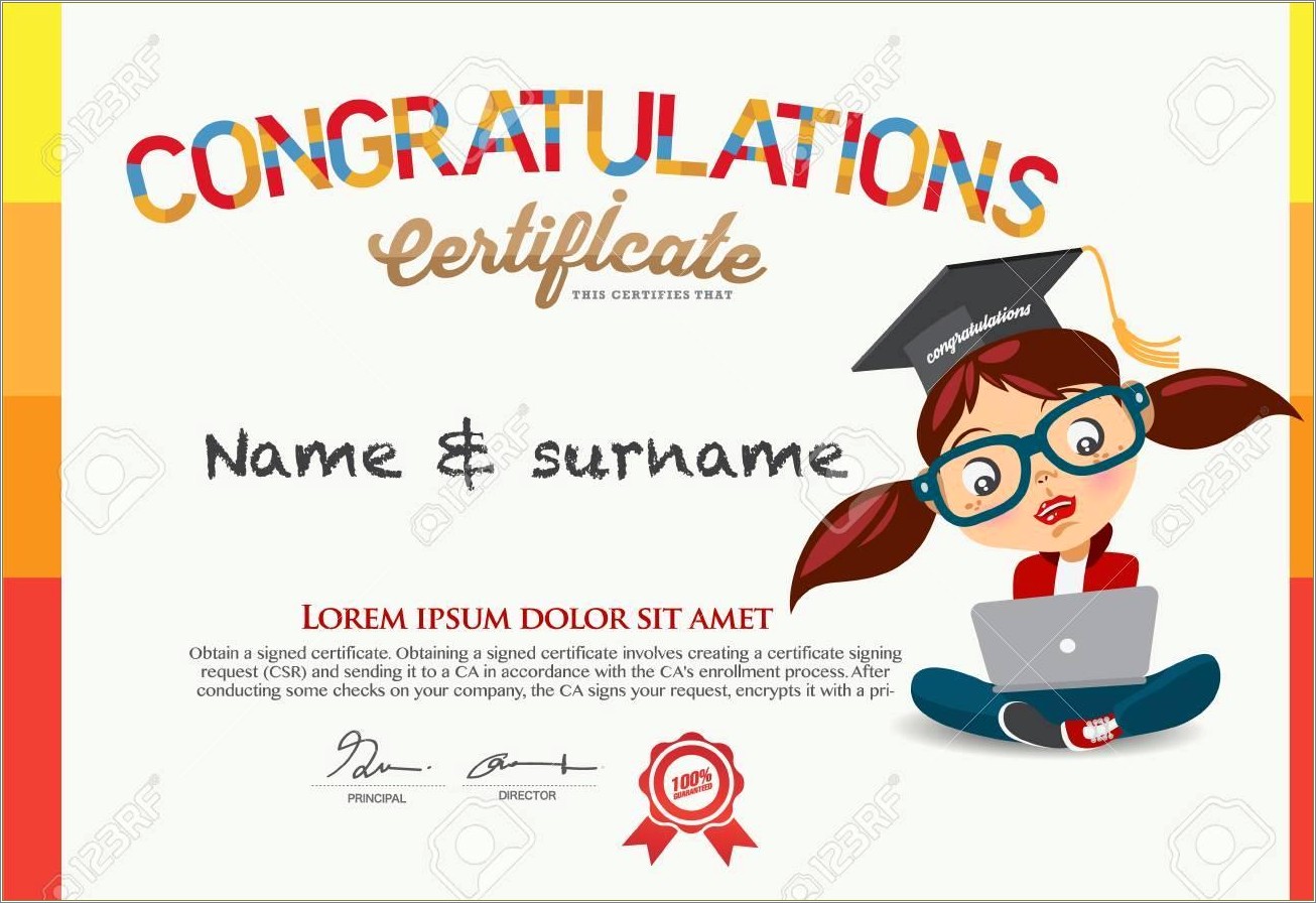 Free Congratulations Certificate Template For Kids