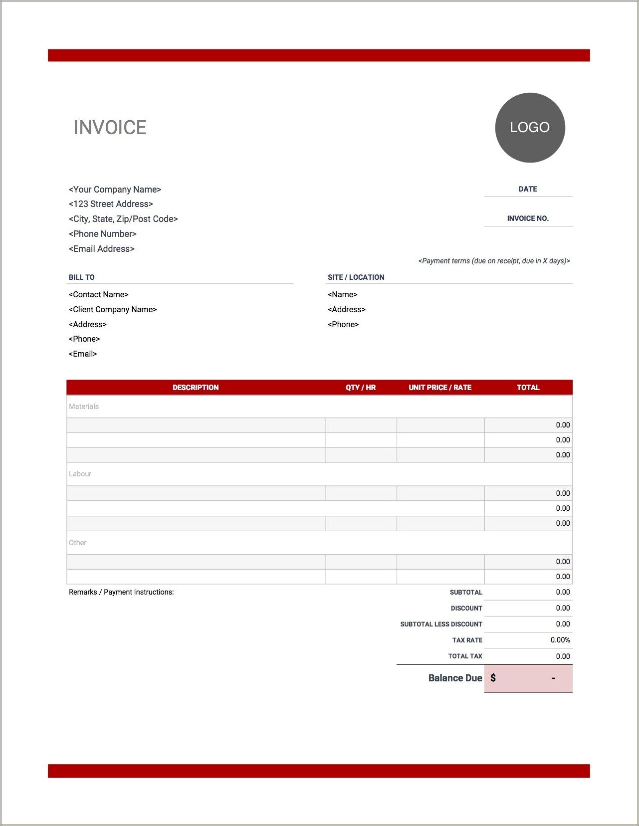 Free Construction Invoice Template Pdf Filler