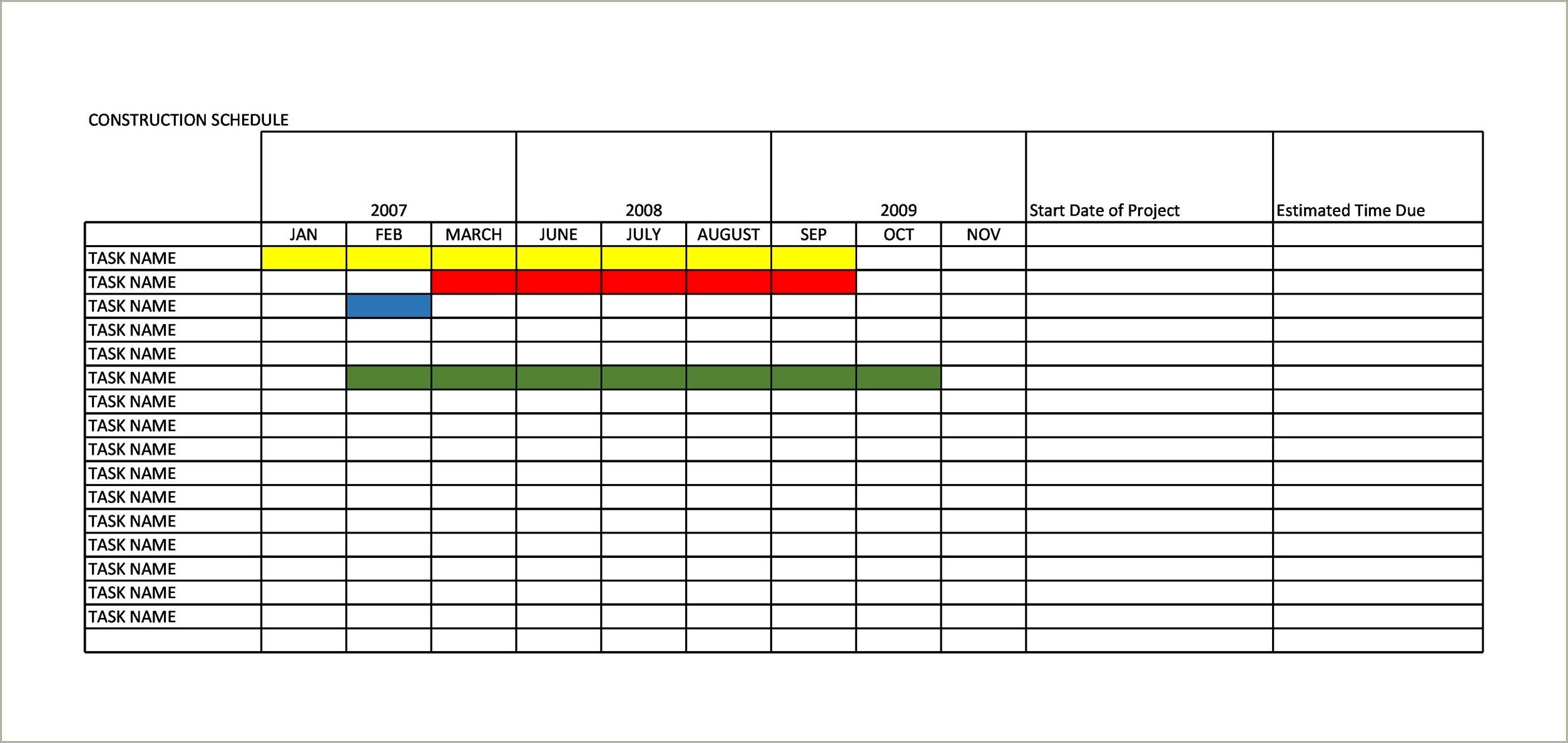 Free Construction Project Schedule Template Excel