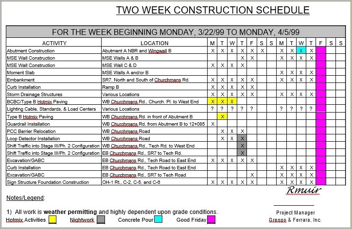 Free Construction Schedule Template For Mac