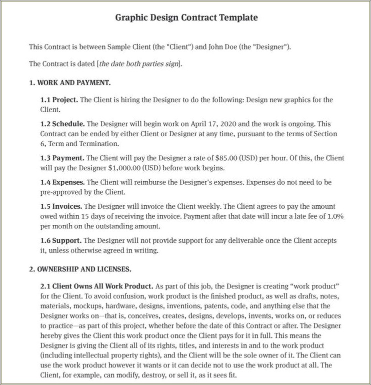 Free Contract Template For Graphic Designers