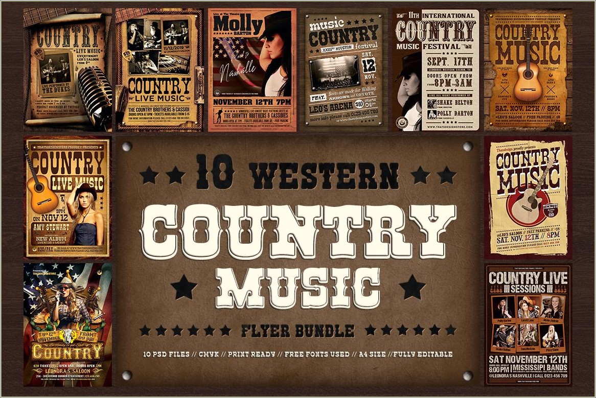 Free Country Concert Poster Template Photoshop