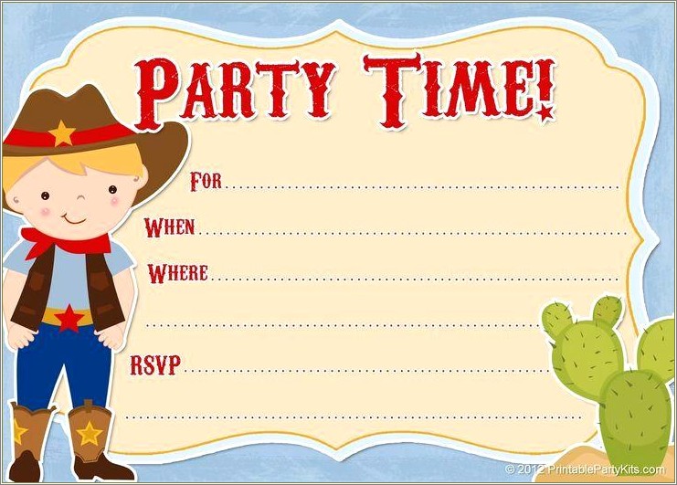 Free Cowboy Birthday Party Invitation Template