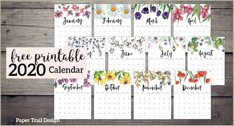 Free Cute Calendar Template 2019 2020
