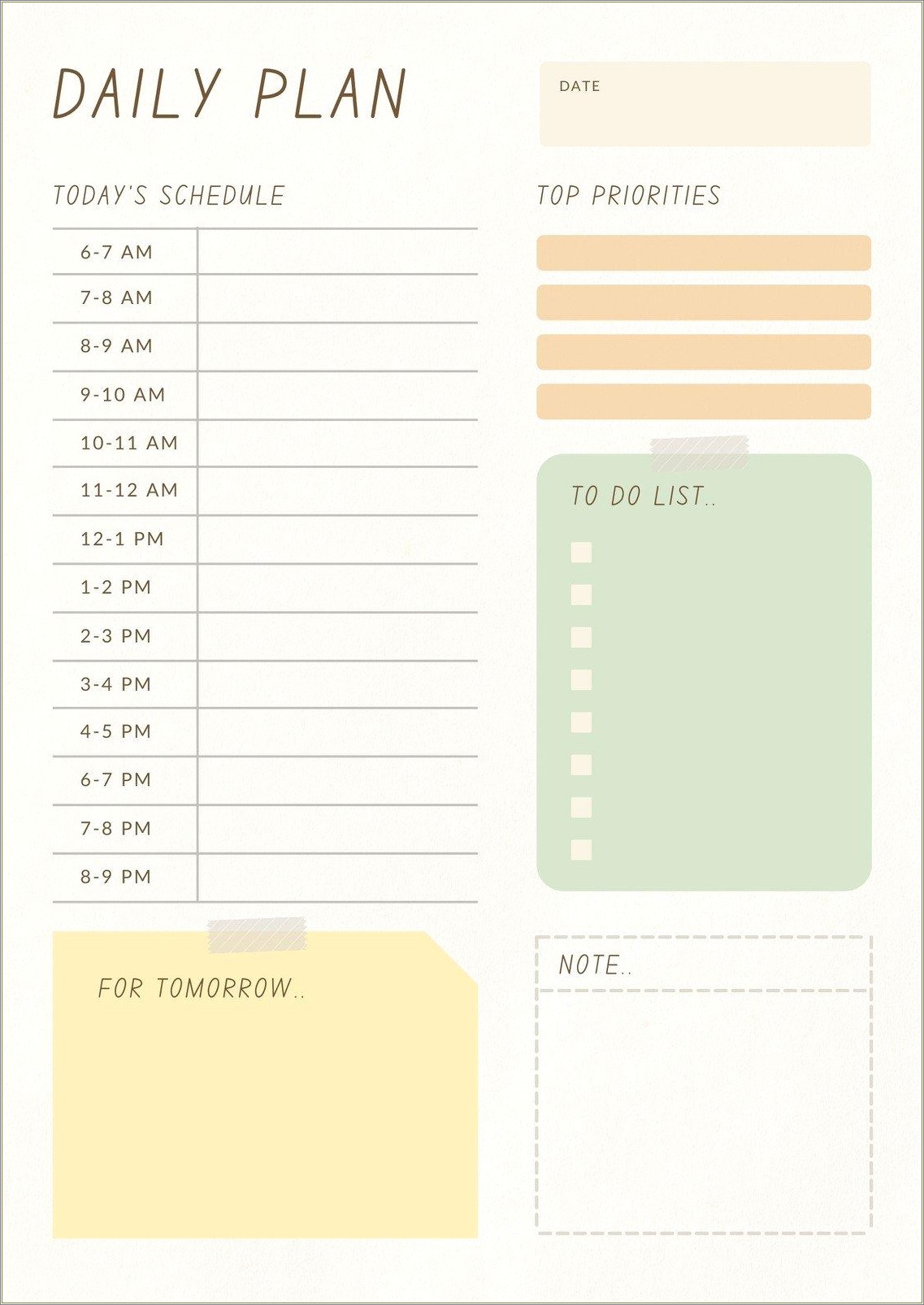 Free Daily Planner Template With Times