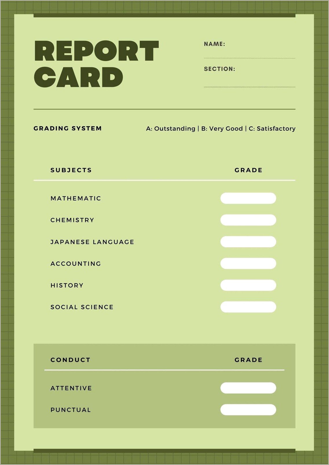 Free Data Card Template Elementary School