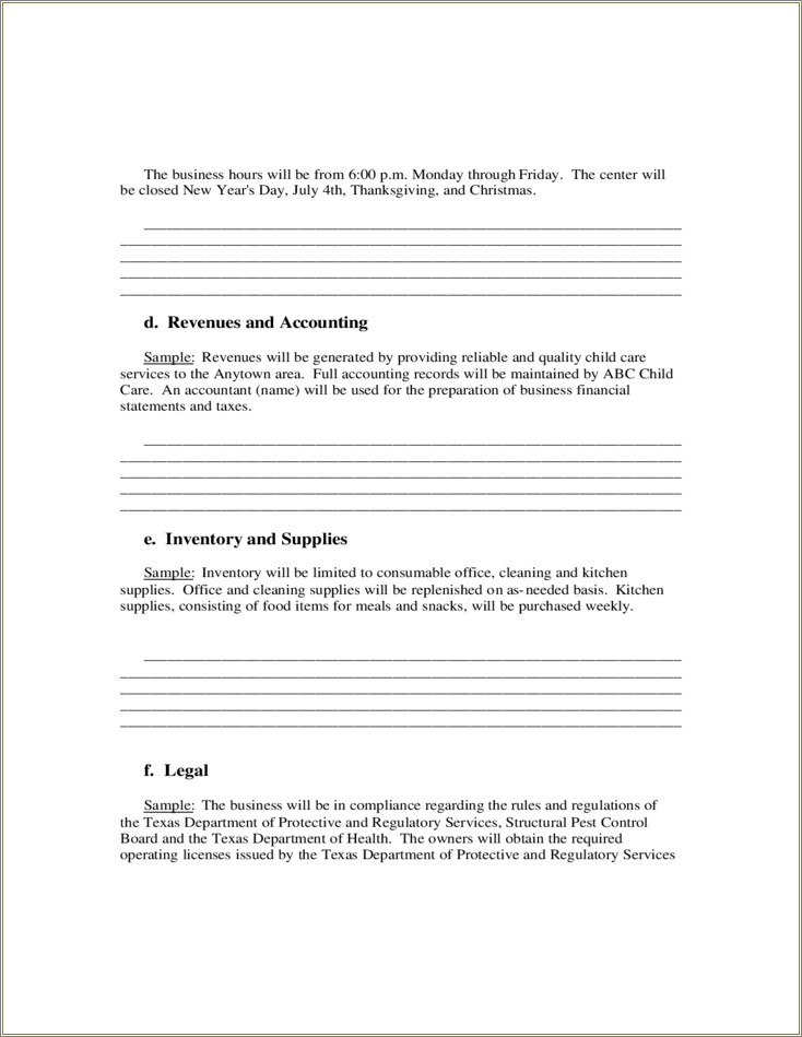 Free Day Care Business Plan Template
