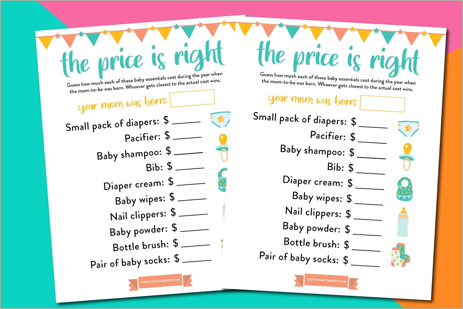 Free Diaper Game Baby Shower Template