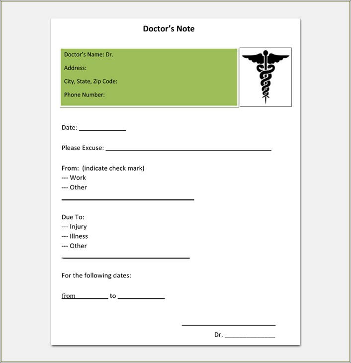 Free Doctor Note Template For School
