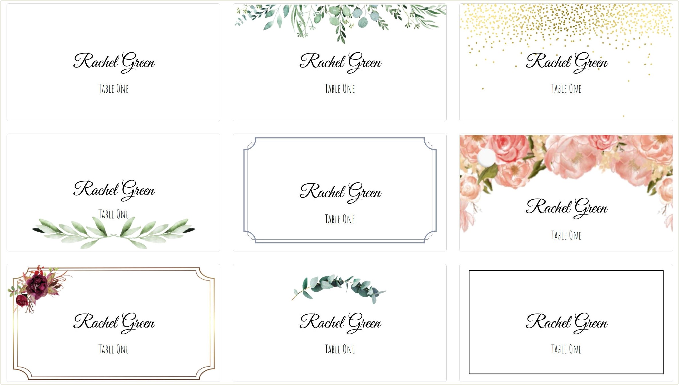 Free Double Sided Place Card Template