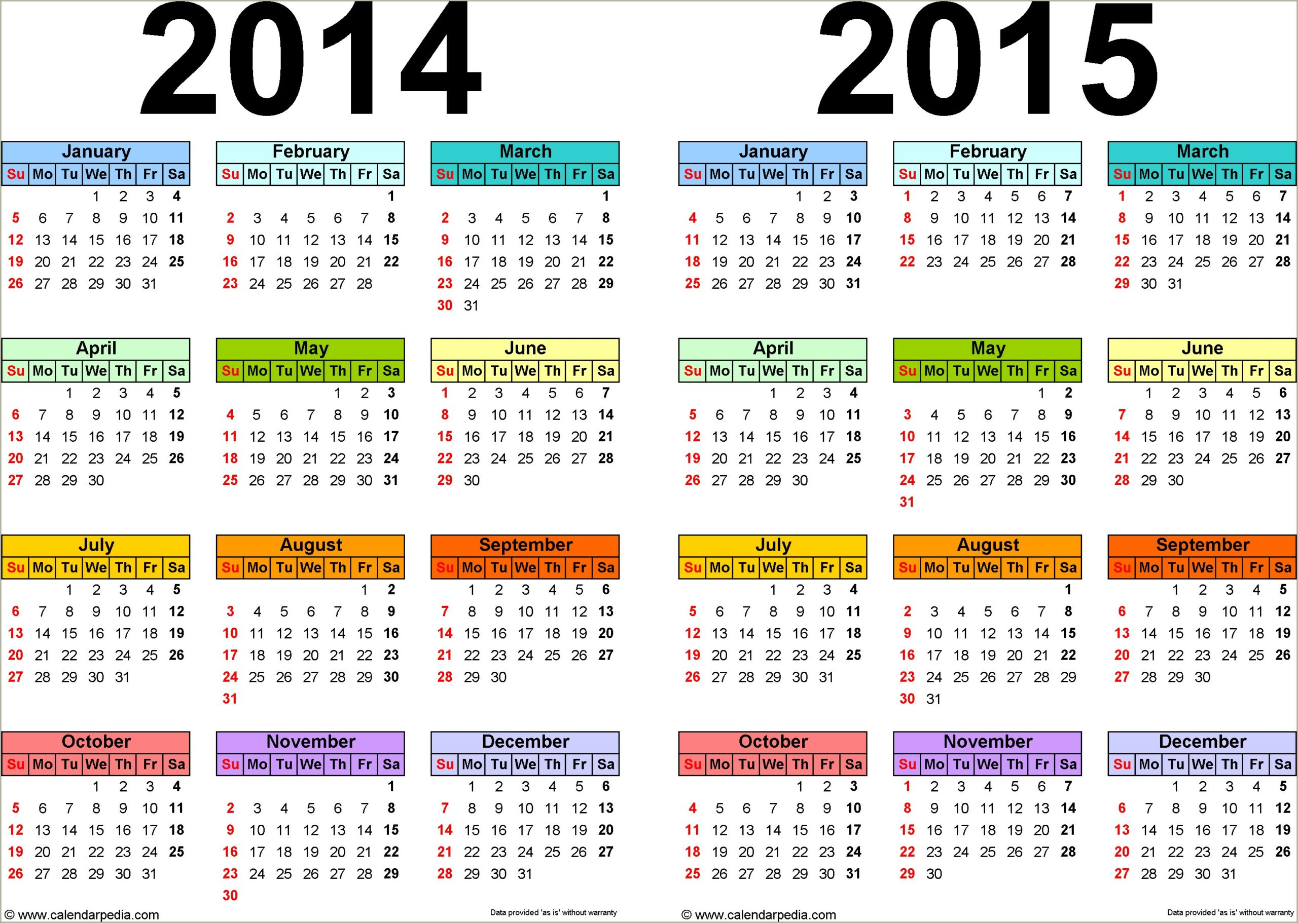 Free Download 2014 Calendar Excel Template