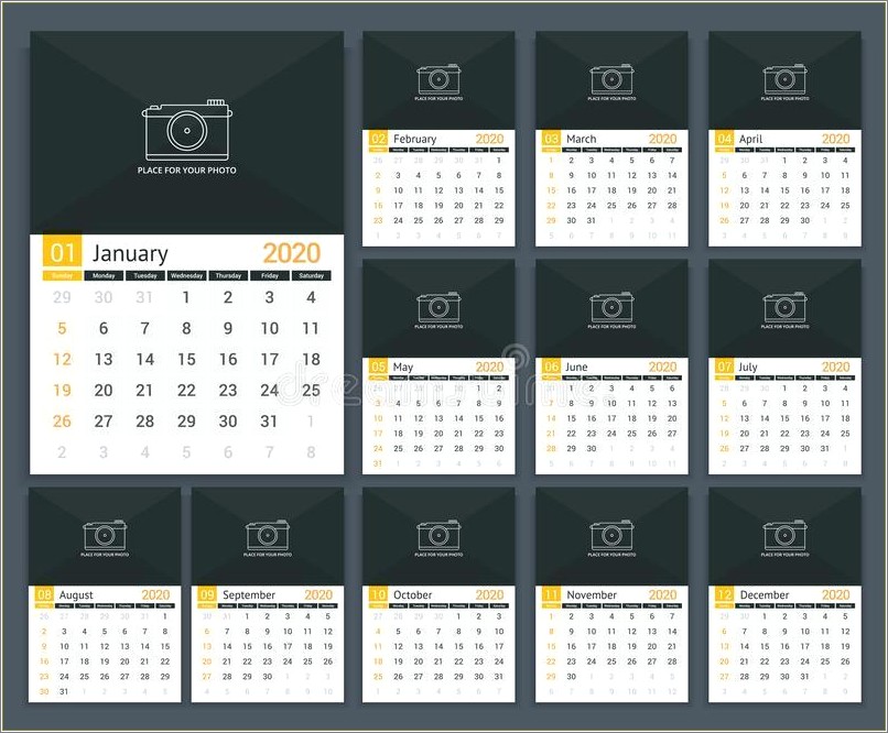 Free Download 2020 Portrait Calendar Template