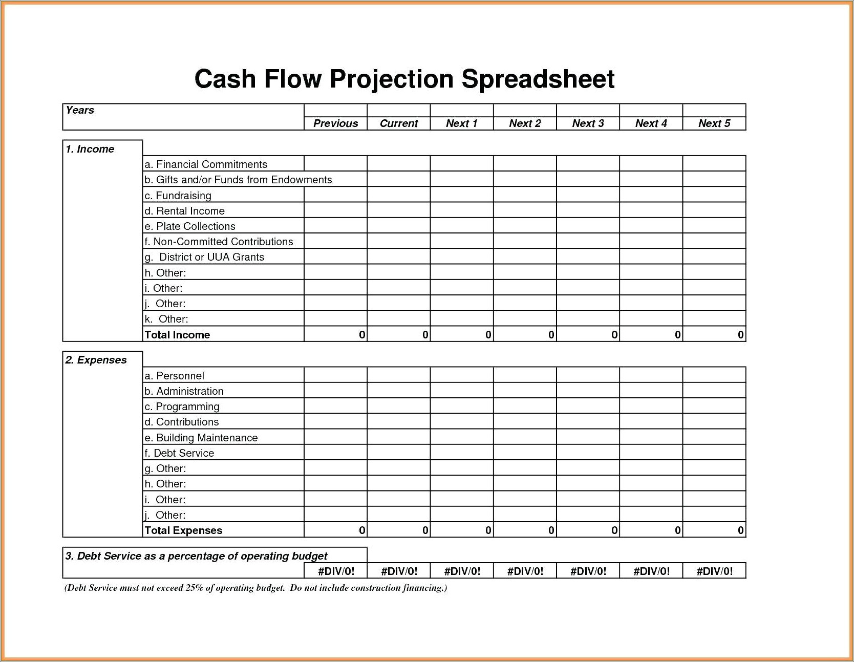 Free Download Cash Flow Projection Template