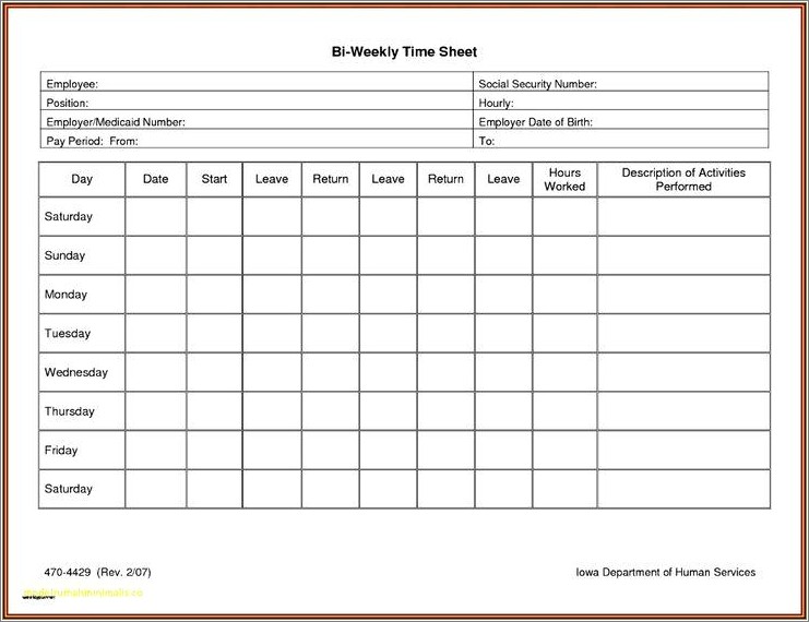 Free Download Excel Biweekly Timesheet Template