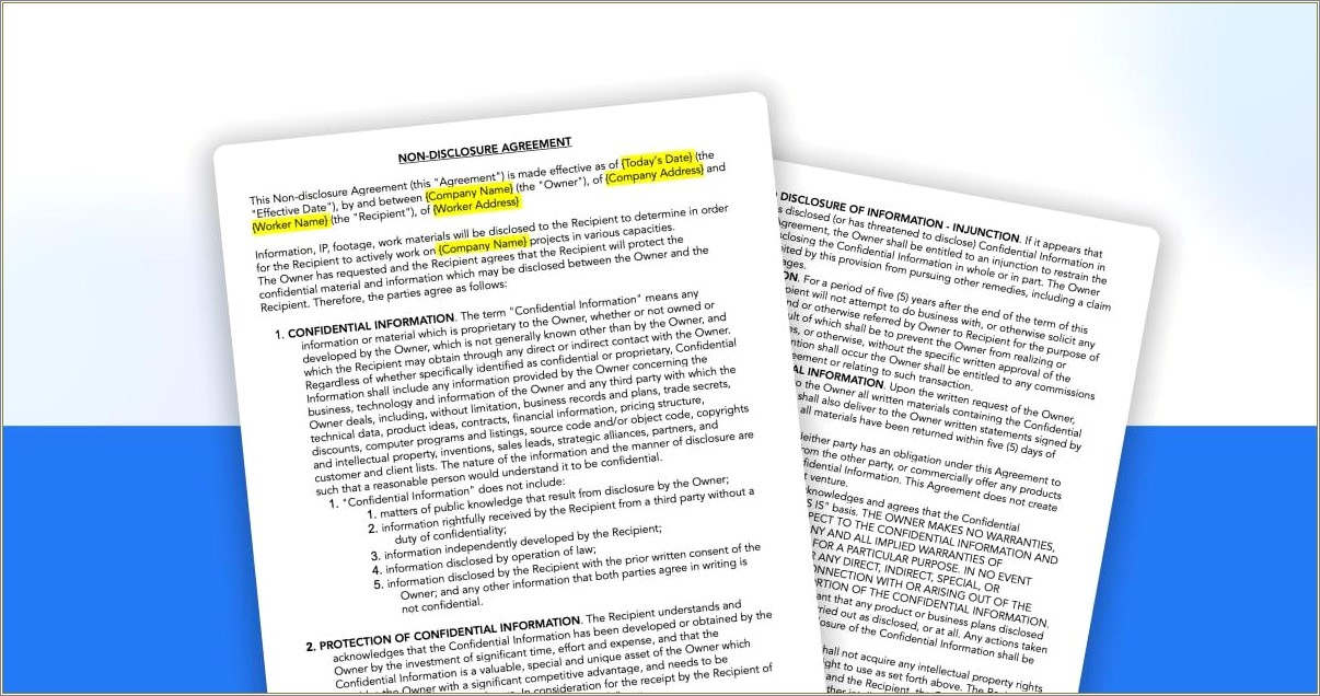 Free Download Non Disclosure Agreement Template