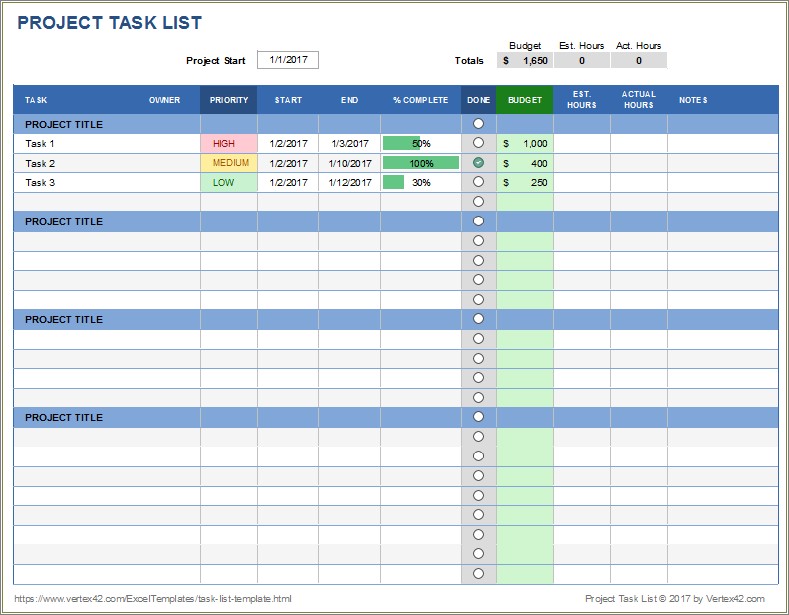 Free Easy Project Management Excel Template