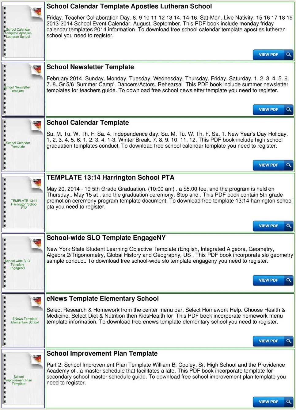 Free Elementary School Master Schedule Template