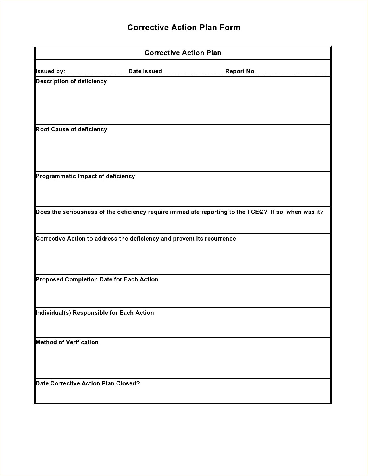 Free Employee Action Plan Template Word