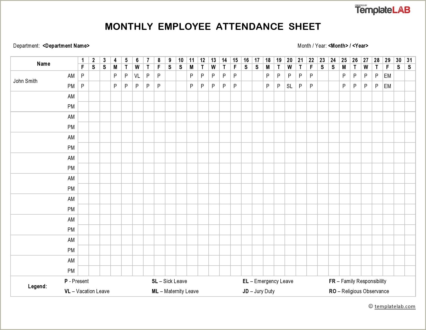 Free Employee Attendance Tracker Template 2017