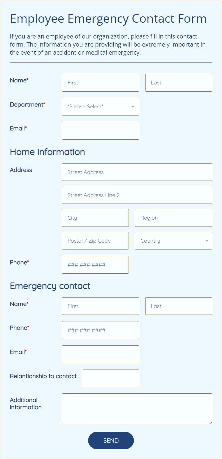 Free Employee Emergency Contact Information Template