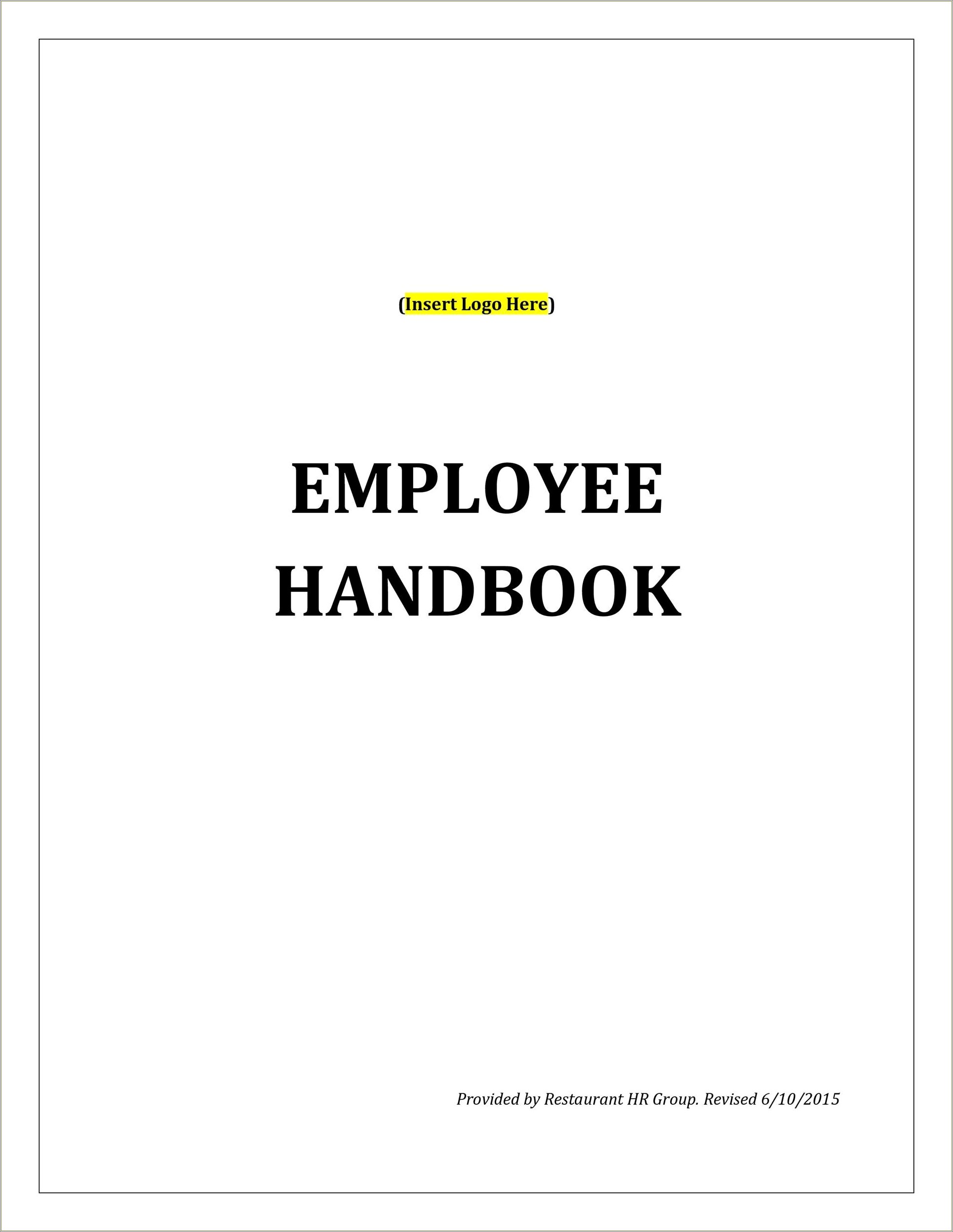 Free Employee Handbook Template Microsoft Word