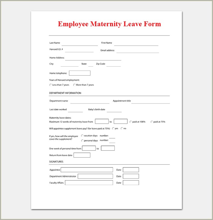 Free Employee Leave Request Form Template