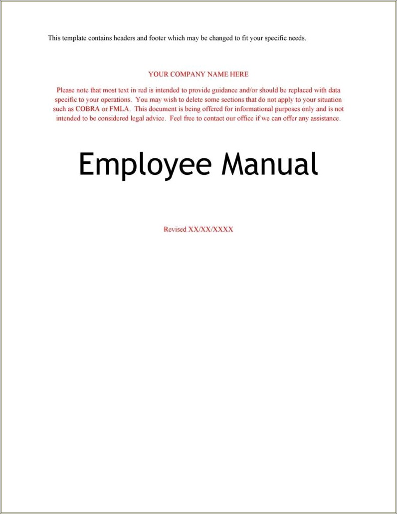 Free Employee Policies And Procedures Template