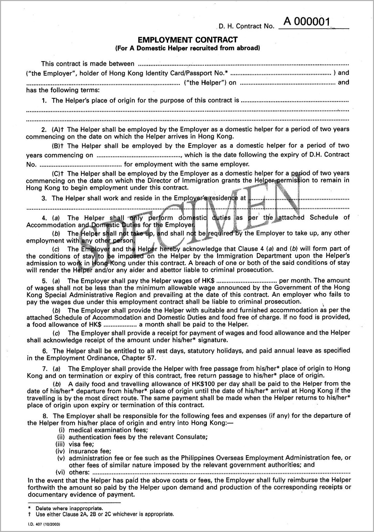 Free Employment Contract Template Word Usa
