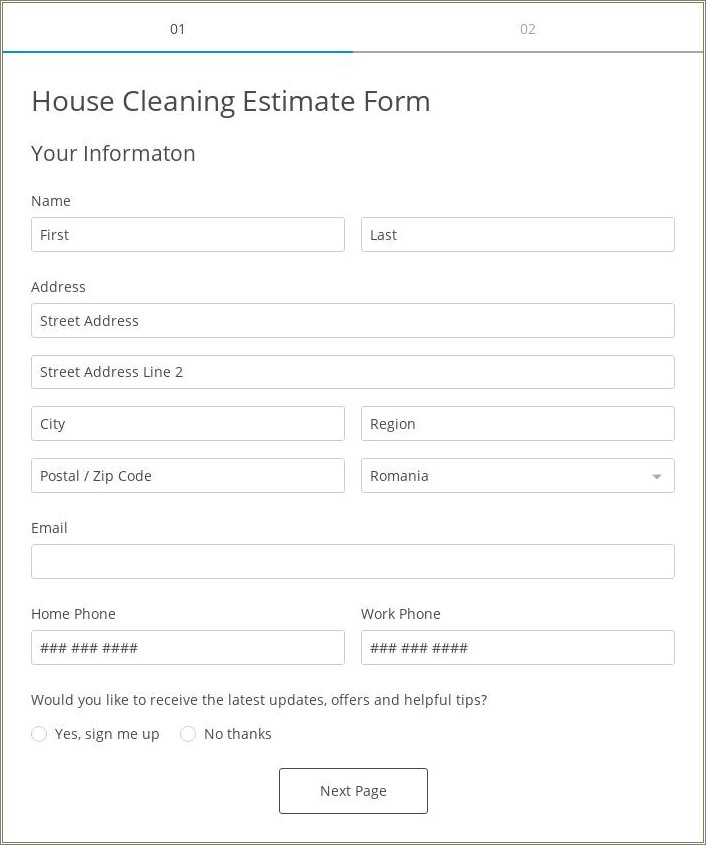 Free Estimate Templates For House Cleaning