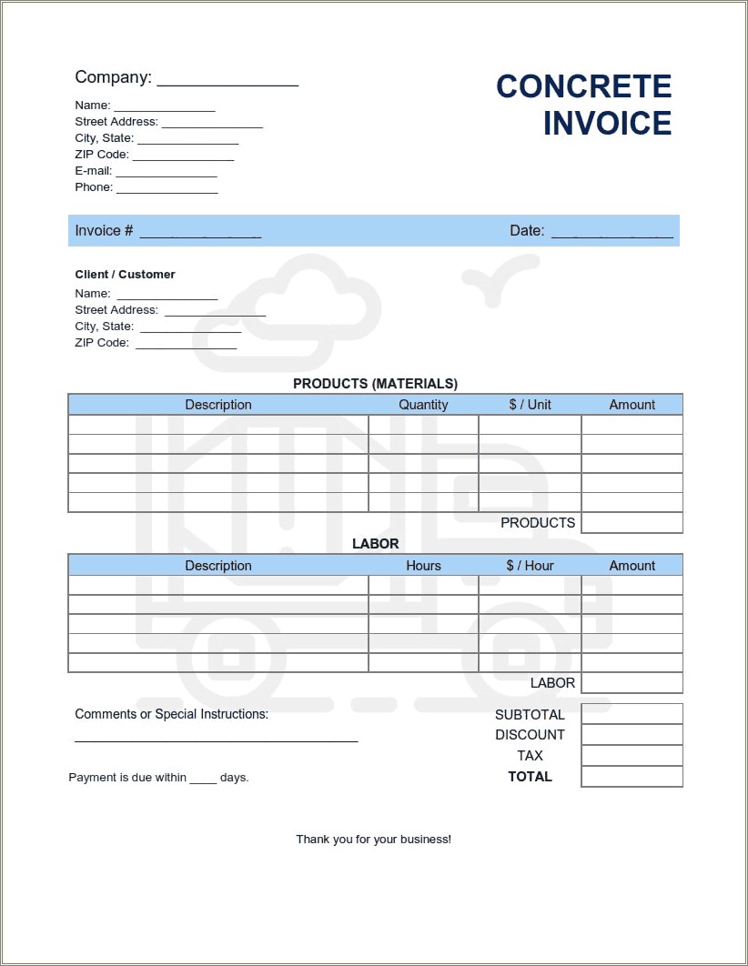 Free Example Of An Invoice Template