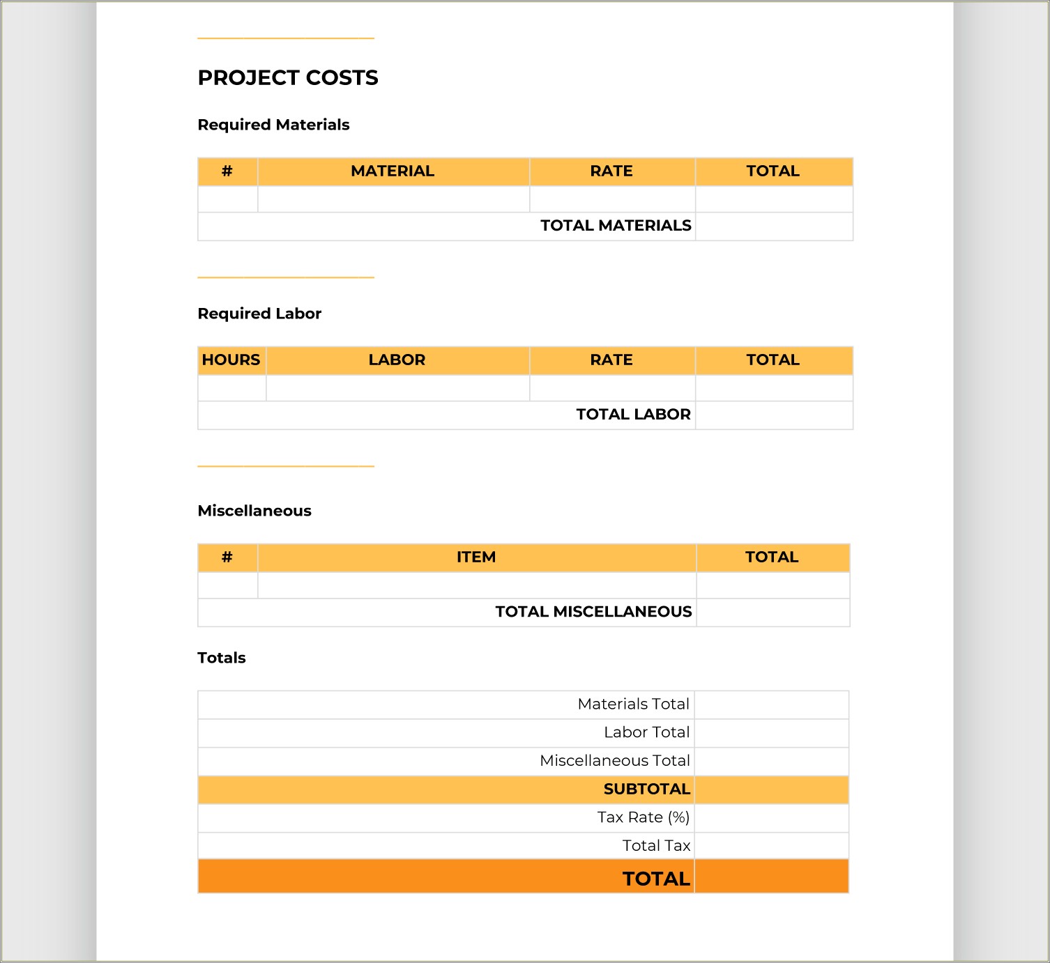 Free Excel Bid Request Form Template
