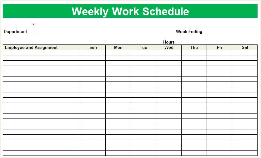 Free Excel Employee Work Schedule Template