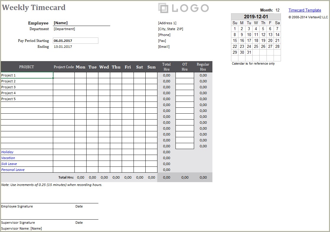 Free Excel Job Tracking Timesheet Template
