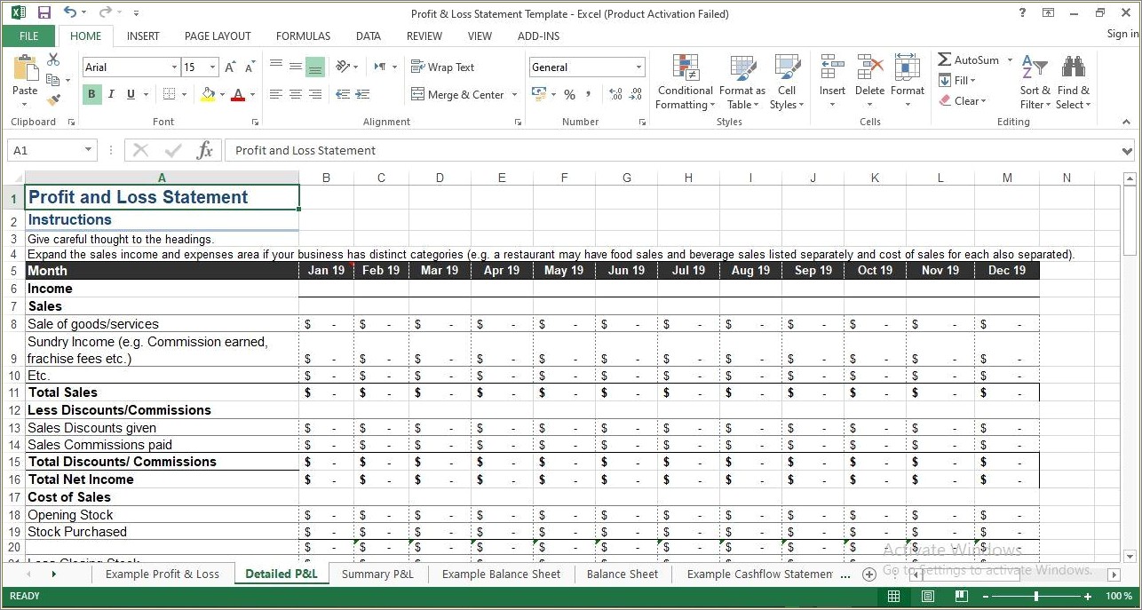 Free Excel Monthly Income Statement Template