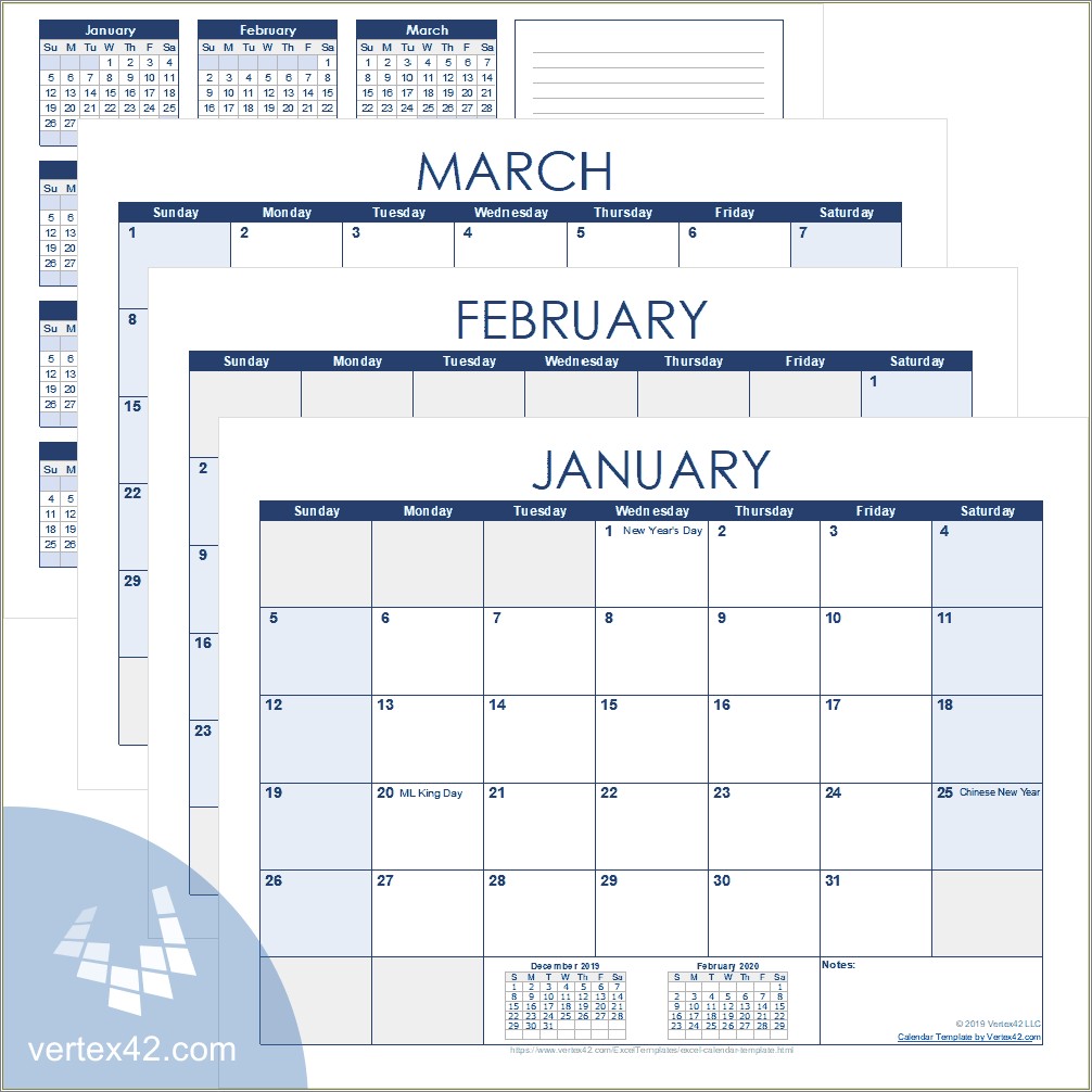 Free Excel Template Calendar Quarterly Blank
