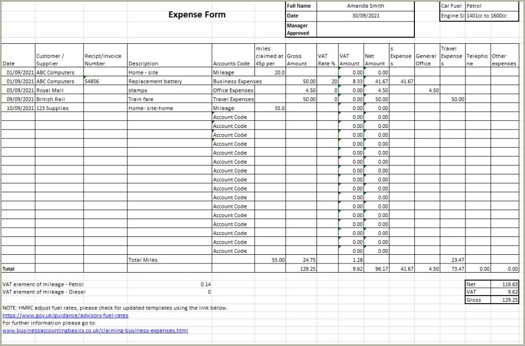 Free Excel Template For Tax Expenses