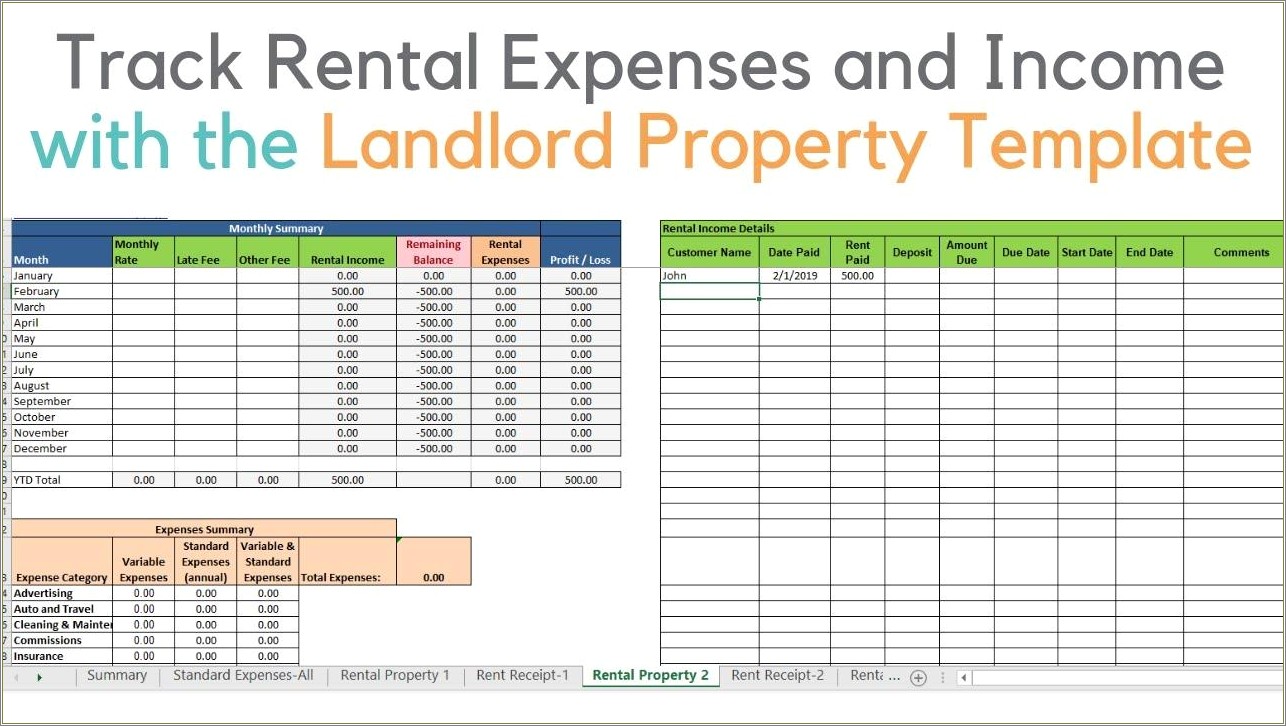 Free Excel Templates For Rental Property