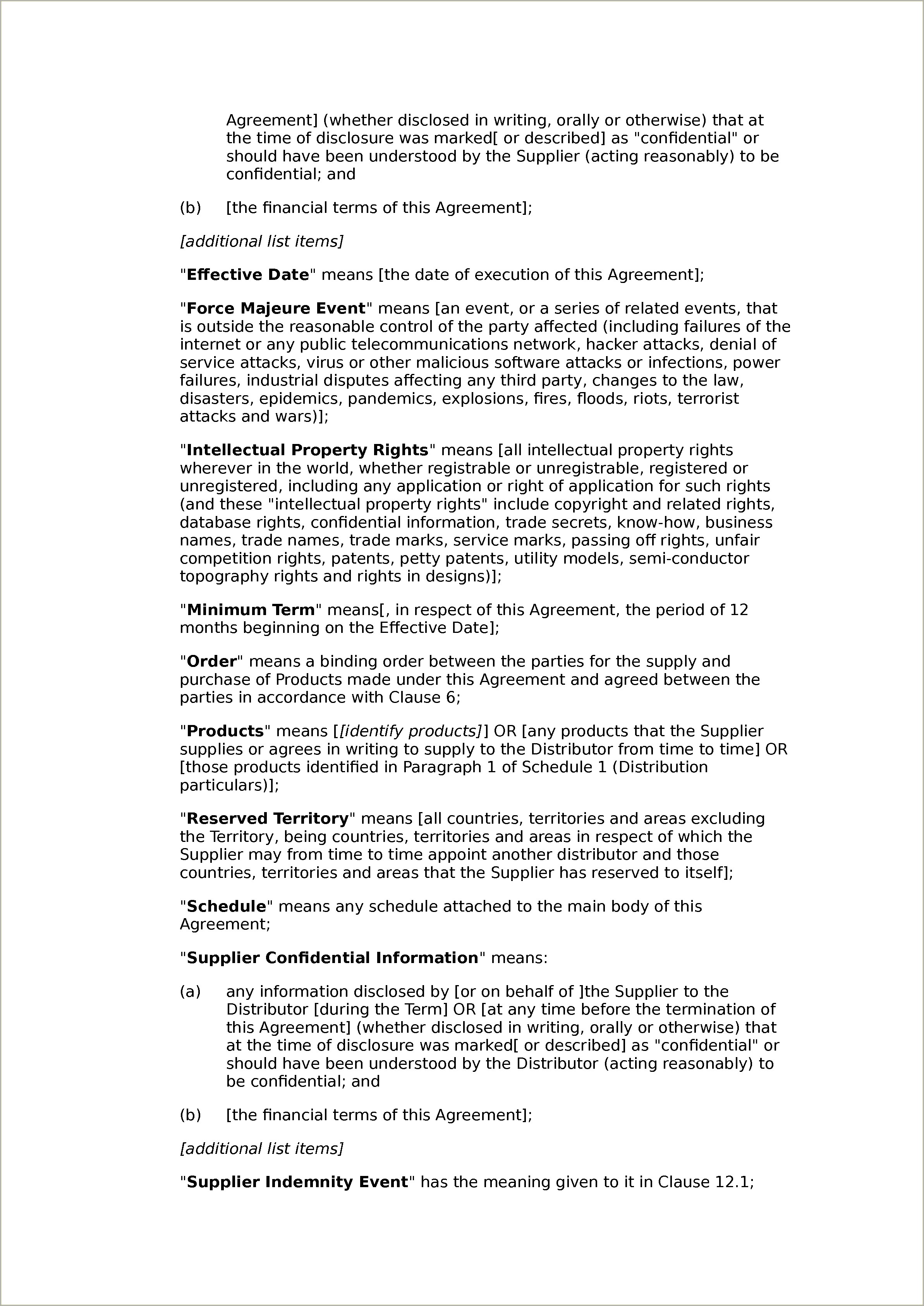 Free Exclusive Distribution Agreement Template Uk