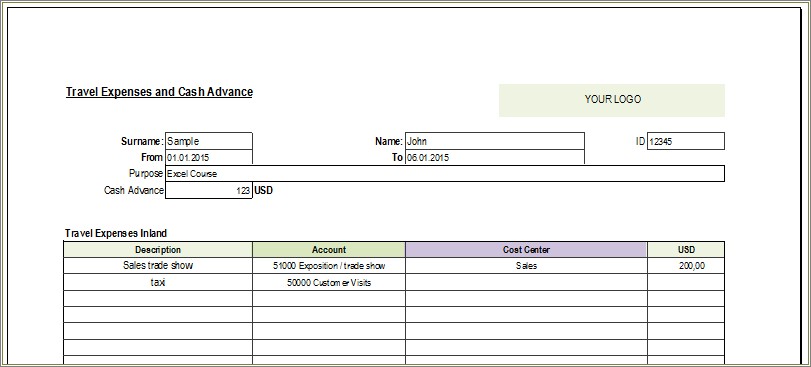 Free Expenses Report Template Excel Free