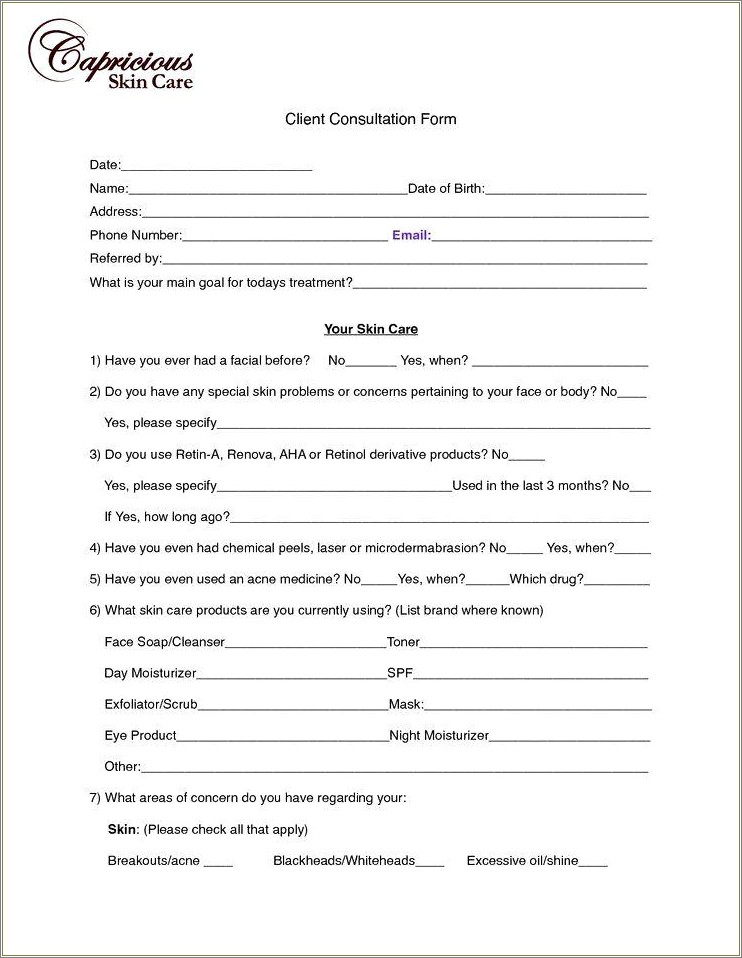 Free Facial Waxing Consent Form Template