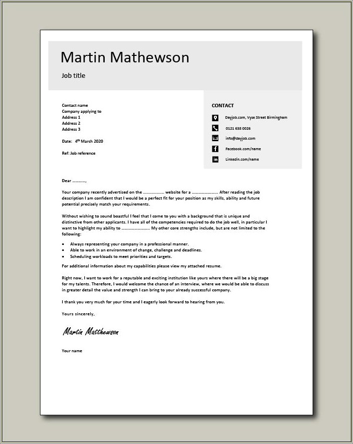 Free Fill In Cover Letter Templates