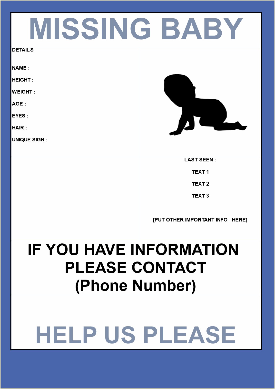 Free Fillable Missing Poster Humor Template