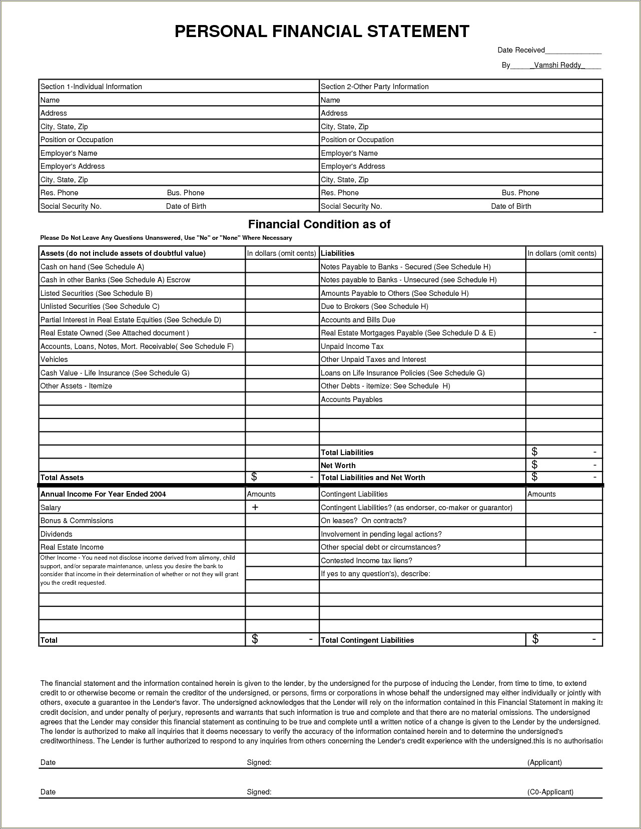 Free Financial Statement Template South Africa