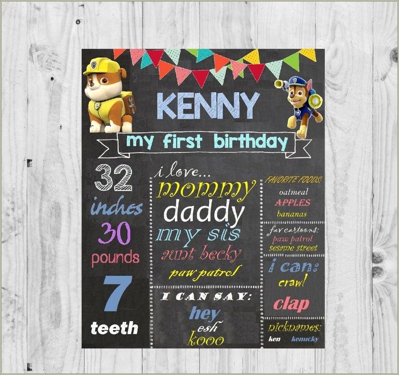 Free First Birthday Chalkboard Sign Template