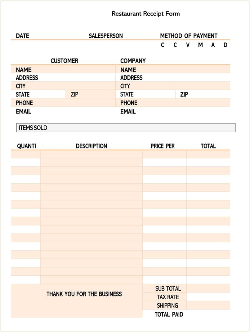 Free Food And Beverage Invoice Template