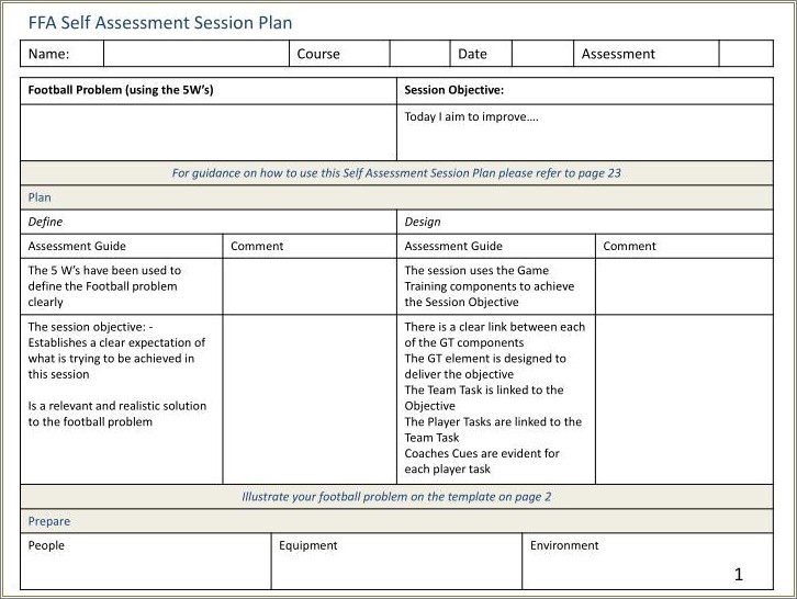 Free Football Coaching Session Plan Template