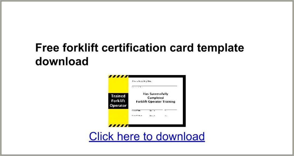 Free Forklift Training Wallet Card Template