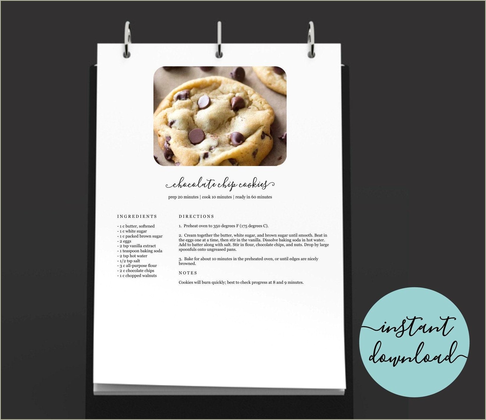 Free Full Page Recipe Templates Download